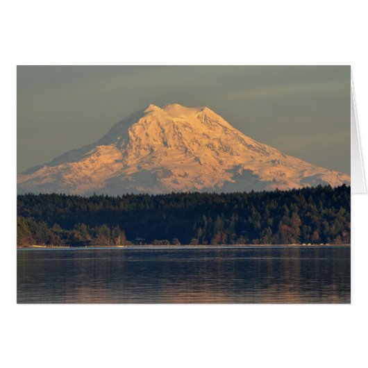 Mount Rainier and Case Inlet at Dusk Cards (Front Horizontal)