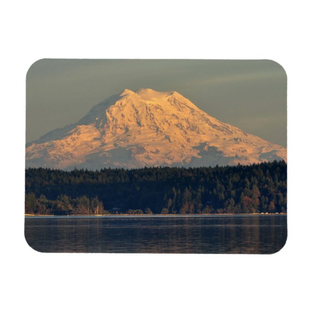 Mount Rainier and Case Inlet at Dusk Magnet (Horizontal)