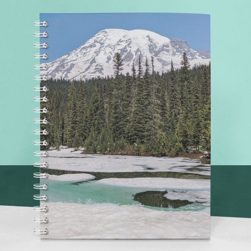 Mount Rainier and Frozen Lake Landscape Notebook