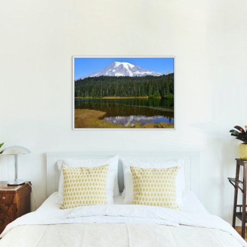 Mount Rainier and Lake Reflection Landscape Photo Print