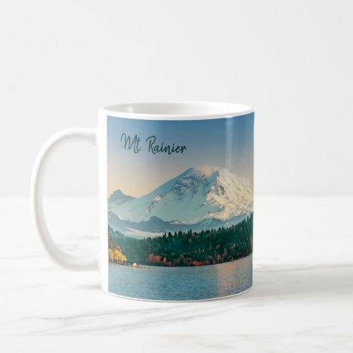 Mount Rainier and Lake Washington Sunset Fine Art Coffee Mug