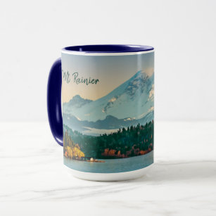 Mount Rainier and Lake Washington Sunset Fine Art Mug