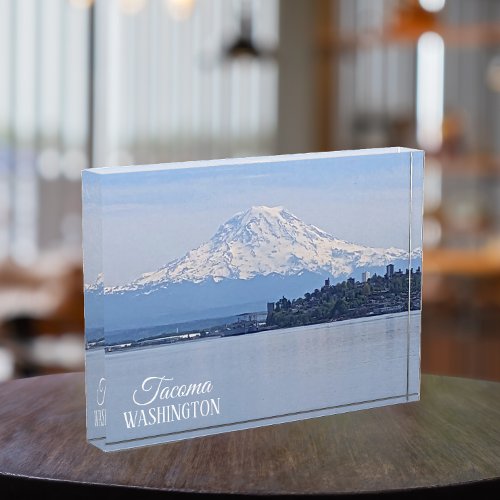 Mount Rainier and Puget Sound Tacoma Washington Photo Block