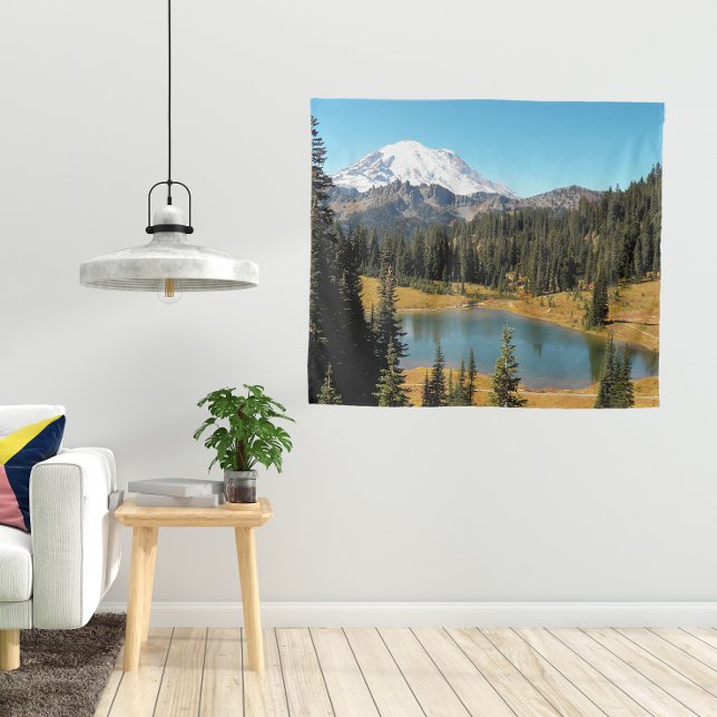 Mount Rainier and Tipsoo Lake Landscape Tapestry (In Situ (Lamp))