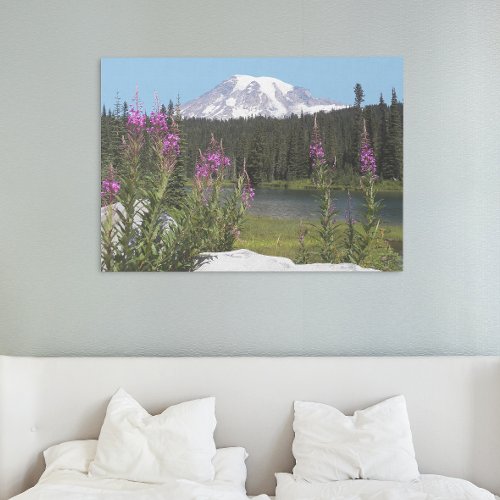 Mount Rainier and Wildflowers Scenic Landscape Gallery Wrap
