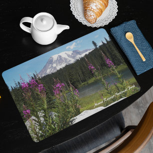 Mount Rainier and Wildflowers Scenic Landscape Placemat