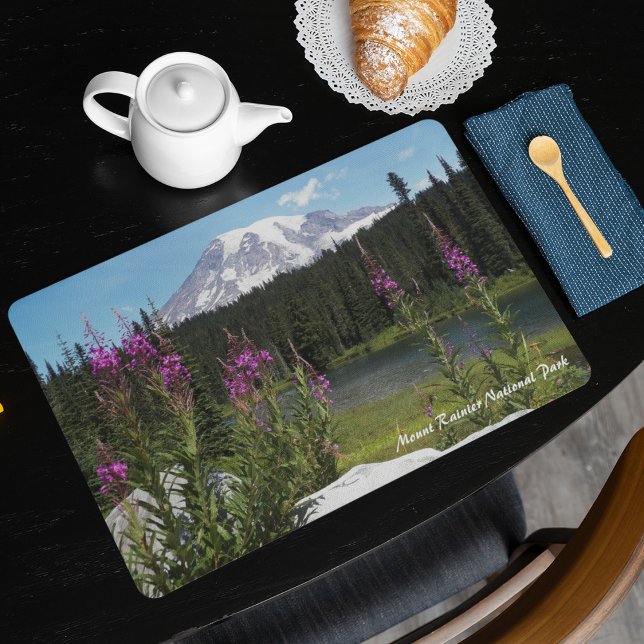 Mount Rainier and Wildflowers Scenic Landscape Placemat (In Situ Front)