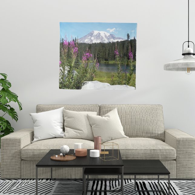 Mount Rainier and Wildflowers Scenic Landscape Tapestry (In Situ (Sofa))