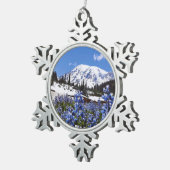 Mount Rainier at Paradise Point Snowflake Pewter Christmas Ornament (Right)