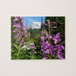 Mount Rainier Between Purple Phlox Flowers Jigsaw Puzzle