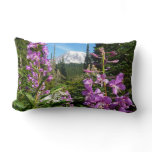 Mount Rainier Between Purple Phlox Flowers Lumbar Pillow