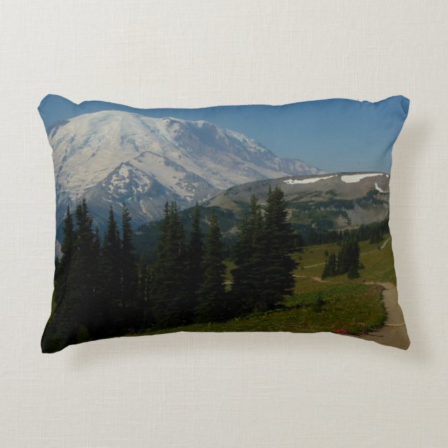 Mount Rainier from the Sourdough Ridge Trail Accent Pillow (Front)