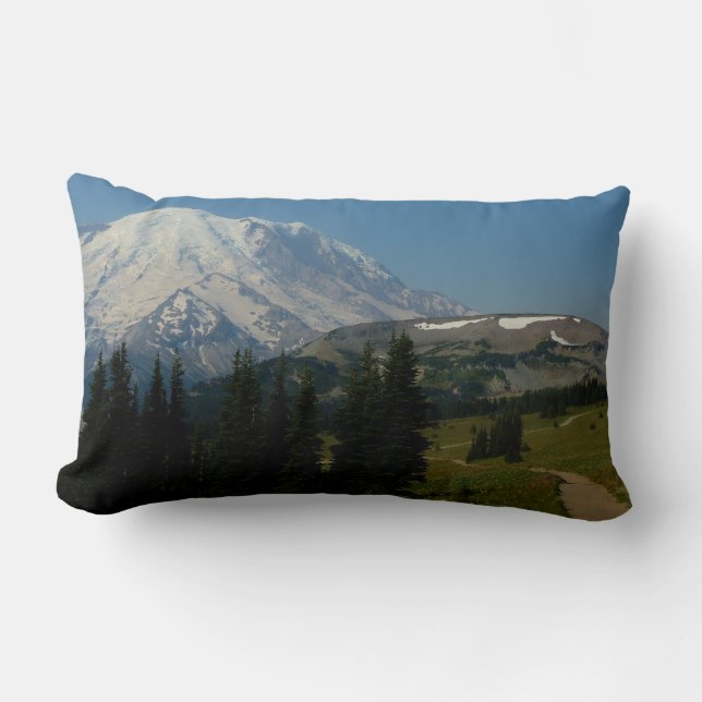 Mount Rainier from the Sourdough Ridge Trail Lumbar Pillow (Front)