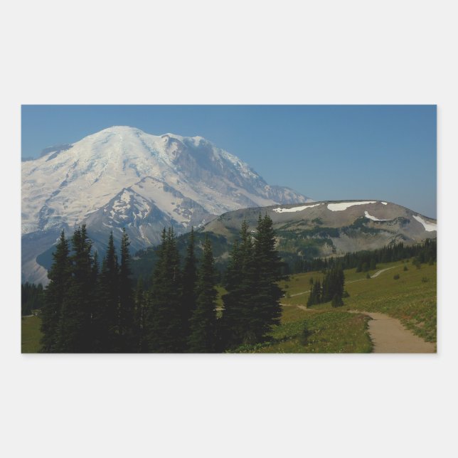 Mount Rainier from the Sourdough Ridge Trail Rectangular Sticker (Front)
