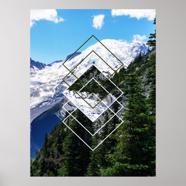 Mount Rainier Geometric Poster (Front)