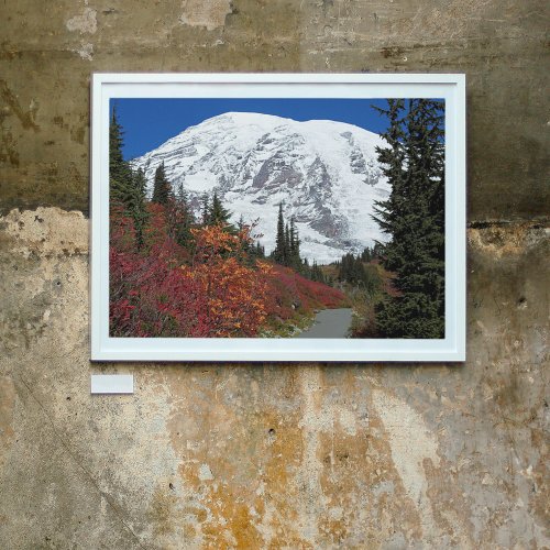 Mount Rainier Hiking Trail Fall Color Poster