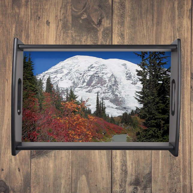 Mount Rainier Hiking Trail Fall Color Serving Tray (In Situ)