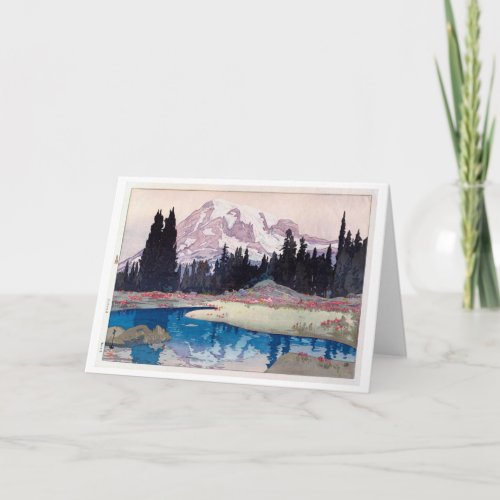 Mount Rainier Hiroshi Yoshida Woodcut Card