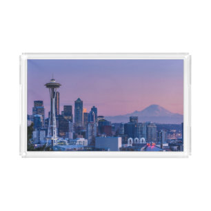 Mount Rainier in the background. Acrylic Tray