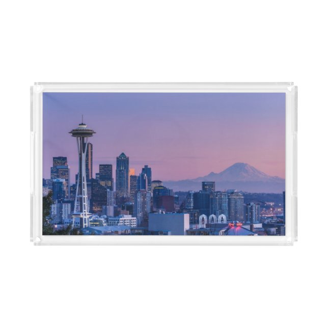 Mount Rainier in the background. Acrylic Tray (Front)