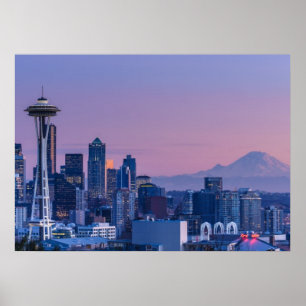 Mount Rainier in the background. Poster