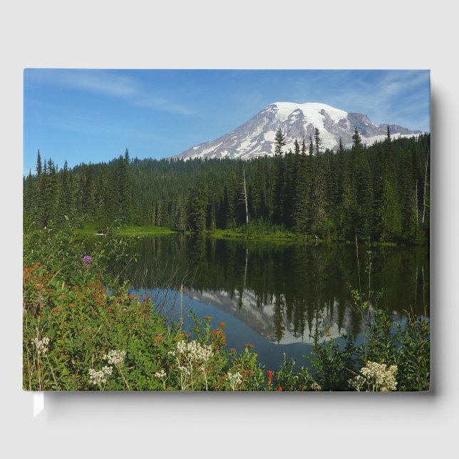 Mount Rainier Lake Reflection and Wildflowers Guest Book (Front)