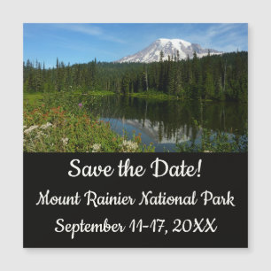 Mount Rainier Lake Reflection with Wildflowers