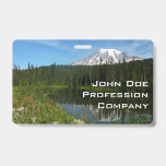 Mount Rainier Lake Reflection with Wildflowers Badge