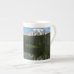 Mount Rainier Lake Reflection with Wildflowers Bone China Mug