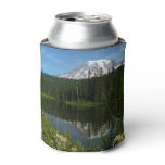 Mount Rainier Lake Reflection with Wildflowers Can Cooler