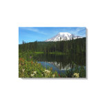 Mount Rainier Lake Reflection with Wildflowers Canvas Print