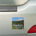 Mount Rainier Lake Reflection with Wildflowers Car Magnet