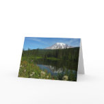 Mount Rainier Lake Reflection with Wildflowers Card
