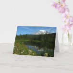 Mount Rainier Lake Reflection with Wildflowers Card