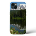 Mount Rainier Lake Reflection with Wildflowers iPhone 13 Case