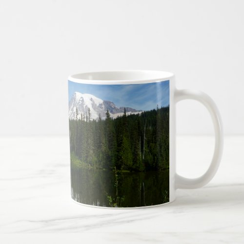 Mount Rainier Lake Reflection with Wildflowers Coffee Mug