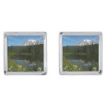 Mount Rainier Lake Reflection with Wildflowers Cufflinks