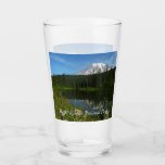 Mount Rainier Lake Reflection with Wildflowers Glass