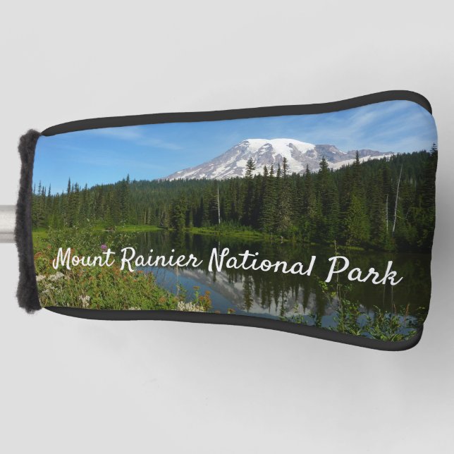 Mount Rainier Lake Reflection with Wildflowers Golf Head Cover (Front)