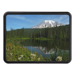 Mount Rainier Lake Reflection with Wildflowers Hitch Cover