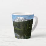Mount Rainier Lake Reflection with Wildflowers Latte Mug