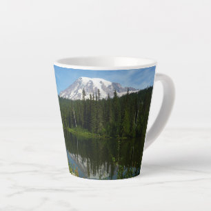 Mount Rainier Lake Reflection with Wildflowers Latte Mug