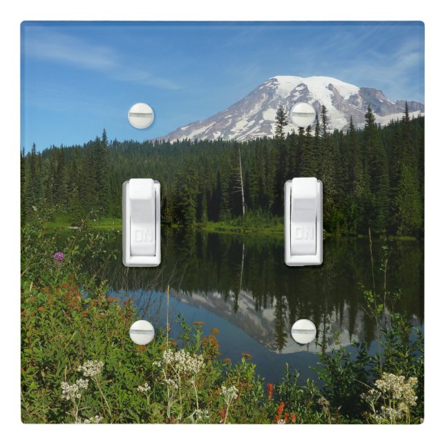 Mount Rainier Lake Reflection with Wildflowers Light Switch Cover (In Situ)