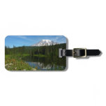 Mount Rainier Lake Reflection with Wildflowers Luggage Tag