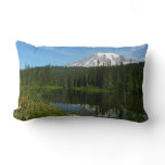 Mount Rainier Lake Reflection with Wildflowers Lumbar Pillow