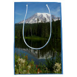 Mount Rainier Lake Reflection with Wildflowers Medium Gift Bag
