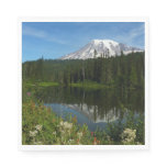 Mount Rainier Lake Reflection with Wildflowers Napkins