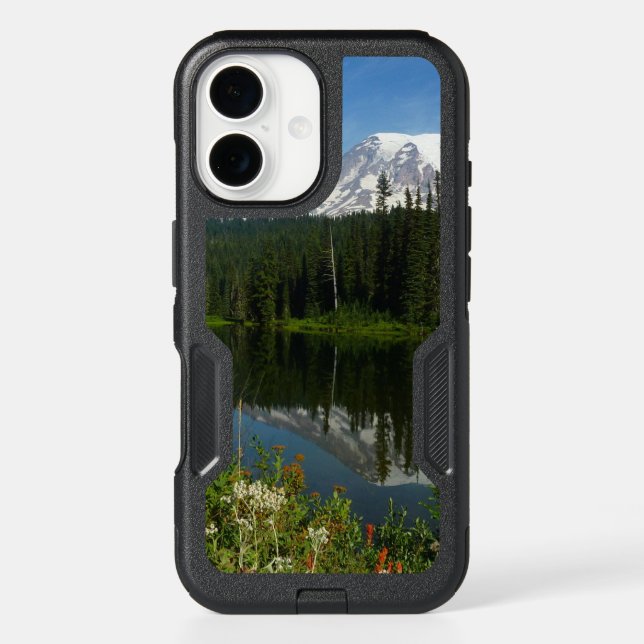 Mount Rainier Lake Reflection with Wildflowers Otterbox iPhone Case (Back)
