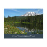 Mount Rainier Lake Reflection with Wildflowers Postcard
