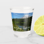 Mount Rainier Lake Reflection with Wildflowers Shot Glass